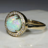 Natural Australian Boulder Opal and Diamond Gold Ring - Size 7