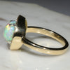 Natural Australian Boulder Opal and Diamond Gold Ring - Size 7
