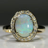 Natural Australian Solid Boulder Opal and Diamond Gold Ring - Size 7.75