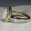 Natural Australian Solid Boulder Opal and Diamond Gold Ring - Size 6.5
