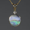 Natural Australian Boulder  Opal  and Diamond  Gold Pendant