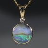Natural Australian Boulder  Opal  and Diamond  Gold Pendant