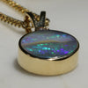 Natural Australian Boulder  Opal  and Diamond  Gold Pendant