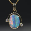 Natural Australian Boulder  Opal  and Diamond 18K Gold Pendant