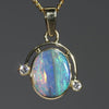 Natural Australian Boulder  Opal  and Diamond 18K Gold Pendant