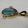 Natural Australian Boulder  Opal  and Diamond 18K Gold Pendant