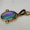 Natural Australian Boulder  Opal  and Diamond 18K Gold Pendant