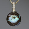 Natural Australian Boulder Opal and Diamond Gold Pendant