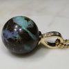 Natural Australian Boulder Opal and Diamond Gold Pendant