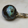 Natural Australian Boulder Opal and Diamond Gold Pendant