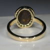 Natural Australian Solid Boulder Opal and Diamond Gold Ring - Size 6.5