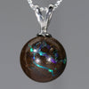 Australian Boulder Matrix Opal Silver Loop Pendant with Silver Chain