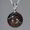 Australian Boulder Matrix Opal Silver Loop Pendant with Silver Chain