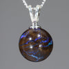 Australian Boulder Matrix Opal Silver Loop Pendant with Silver Chain
