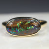 Natural Australian Boulder Opal Matrix Gold Ring.  Size 8.25