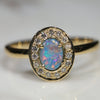 Natural Australian Boulder Opal and Diamond 18k Gold Ring - Size 5.5