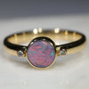 Natural Australian Boulder Opal and Diamond Gold Ring  - Size 6.5