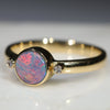 Natural Australian Boulder Opal and Diamond Gold Ring  - Size 6.5