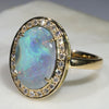Natural Australian Boulder Opal and Diamond  18k Gold Ring - Size 7.5 Code -GR760