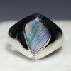 Australian Solid  Boulder Opal Silver Ring - Size 6.5