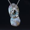Australian Boulder Opal and Blue Topaz Silver Thong Pendant.