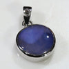 Natural Australian Boulder Opal and Diamond Silver Pendant with Silver Chain