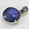 Natural Australian Boulder Opal and Diamond Silver Pendant with Silver Chain