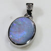 Natural Australian Boulder Opal and Diamond Silver Pendant with Silver Chain