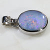 Natural Australian Boulder Opal and Diamond Silver Pendant with Silver Chain