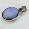 Natural Australian Boulder Opal and Diamond Silver Pendant with Silver Chain