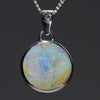 Natural Australian Boulder Opal and Diamond Silver Pendant with Silver Chain