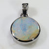 Natural Australian Boulder Opal and Diamond Silver Pendant with Silver Chain