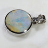 Natural Australian Boulder Opal and Diamond Silver Pendant with Silver Chain