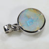 Natural Australian Boulder Opal and Diamond Silver Pendant with Silver Chain