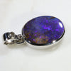 Natural Australian Boulder Opal and Diamond Silver Pendant with Silver Chain