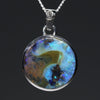 Natural Australian Boulder Opal and Diamond Silver Pendant with Silver Chain