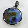 Natural Australian Boulder Opal and Diamond Silver Pendant with Silver Chain