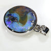 Natural Australian Boulder Opal and Diamond Silver Pendant with Silver Chain