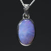 Natural Australian Boulder Opal and Diamond Silver Pendant with Silver Chain