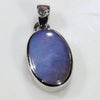 Natural Australian Boulder Opal and Diamond Silver Pendant with Silver Chain