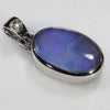 Natural Australian Boulder Opal and Diamond Silver Pendant with Silver Chain