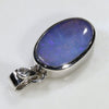 Natural Australian Boulder Opal and Diamond Silver Pendant with Silver Chain