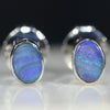 Natural Australian Boulder Opal  Silver Stud Earring