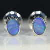 Natural Australian Boulder Opal  Silver Stud Earring