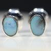 Natural Australian Boulder Opal ( with natural water bubble inside )  Silver Stud Earring
