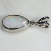 Natural Australian White Boulder Opal and Diamond Silver Pendant with Silver Chain