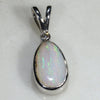 Natural Australian White Boulder Opal and Diamond Silver Pendant with Silver Chain