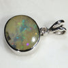 Natural Australian Boulder Opal and Diamond Silver Pendant with Silver Chain (10mm x 12mm)  Code -SPA160