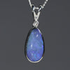 Natural Australian Boulder Opal and Diamond Silver Pendant with Silver Chain