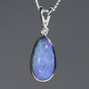 Natural Australian Boulder Opal and Diamond Silver Pendant with Silver Chain